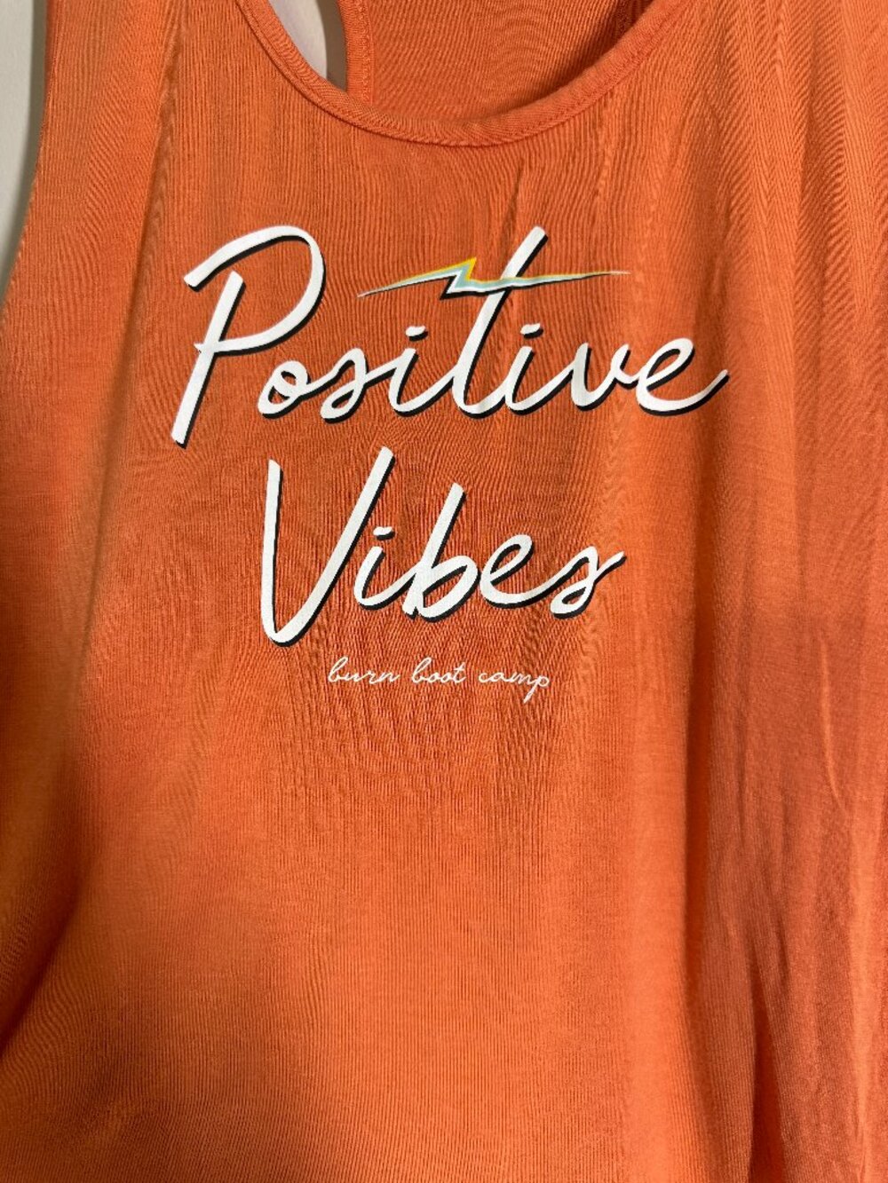 Burn Boot Camp "Positive Vibes RacerBack Women's Tank Top XL Orange - Picture 2 of 6
